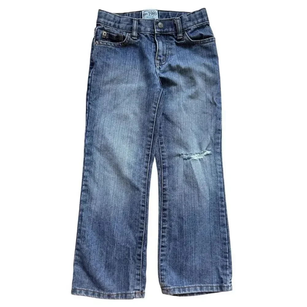 Youth Boys Childrens Place Stonewash Rinse Adjustable Tab Bootcut Jeans - Sz 6